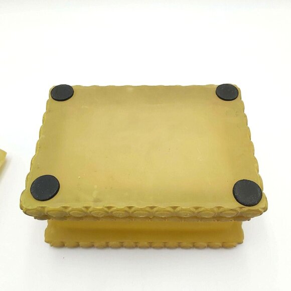 Elegant Ornate Glasslike Decorative Trinket Box Translucent Golden 7 x 5 x 6 in - Picture 3 of 8